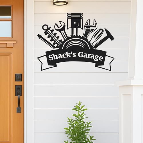 Custom Garage Workshop Metal Sign Personalized Tool Name Wall Art for Car Truck Mechanic Shop Decor Durable Steel Sign for Dad Husband Men’s Auto Workspace or Fence