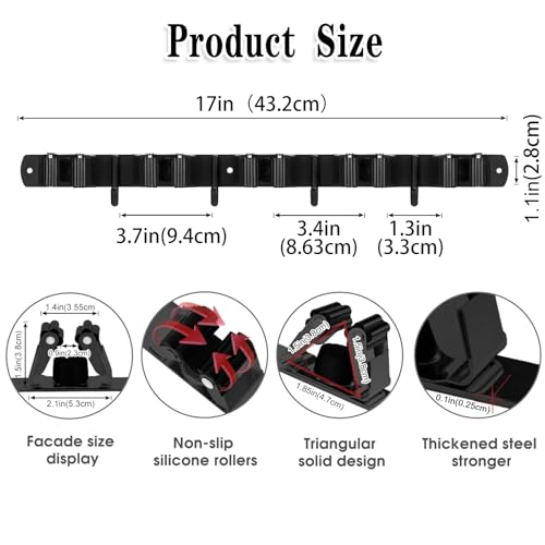 2 Pack Black Broom Holder Wall Mount (2 Count)