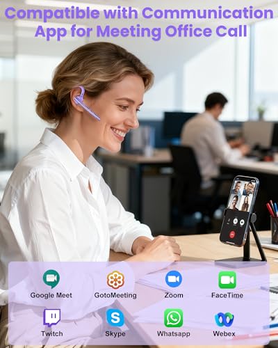 Bluetooth Headset V5.1 72H Talk Dual Mic with Mute Button for Business