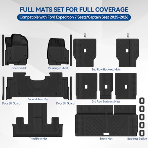Custom Fit Floor Mats for Ford Expedition 7 Seats 2025