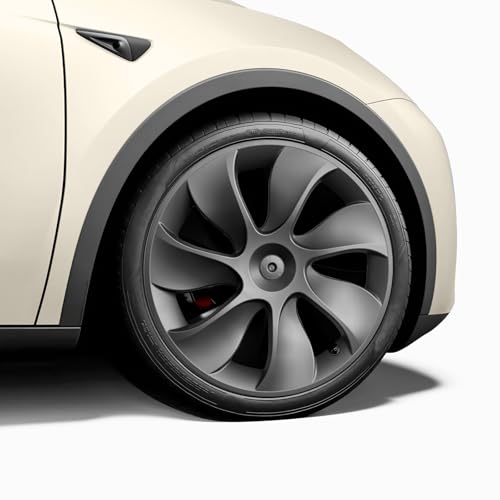 Wheel Covers 19 Inch Compatible with Tesla Model Y Accessories 2024 2023 2022 2021 Matte Black ABS Hubcaps Rim Protector Replacement（Not Fit for Model Y Juniper）