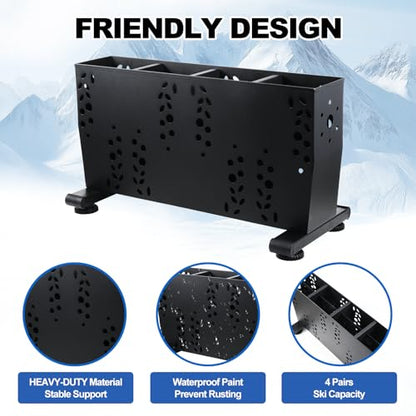 Freestanding Ski Storage Rack for 4 Pairs