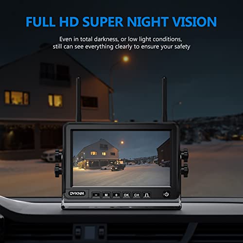 2 Magnetic Solar Wireless Backup Camera with 7" 1080P IPS DVR Monitor