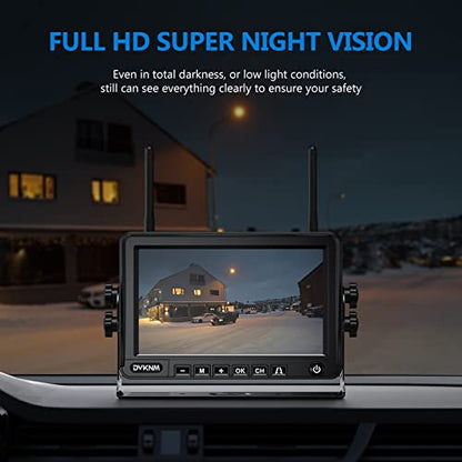 2 Magnetic Solar Wireless Backup Camera with 7" 1080P IPS DVR Monitor