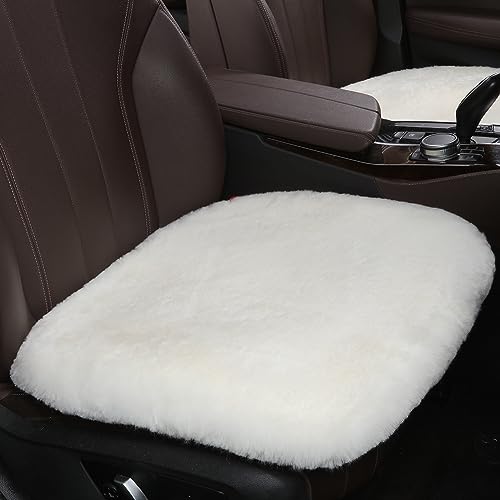 Fuzzy Genuine Sheepskin Car Seat Cover for Women Fluffy Cushion Auto Interior Accessories with Soft Wool Natural Fur