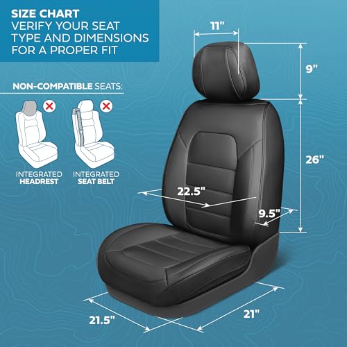 Curated Black Label Leather Seat Covers for Cars & SUVs (2 Count)