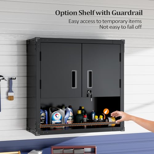 Garage Wall Cabinet with Locking Doors and Adjustable Shelf