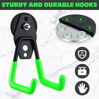 10 Pcs Large Magnetic Hooks Heavy Duty Garage Magnet Hooks Strong Storage Utility Magnetic Hangers with Anti Slip Rubber Coating for Indoor and Outdoor Hanging (10 Count)