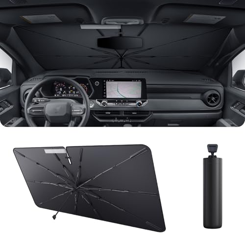 2025 Upgrade Car Windshield Sun Shade Windshield Sunshade Umbrella [Star Fabric] Protect Car from Sun Rays&Heat Damage Keeps Vehicle Cool