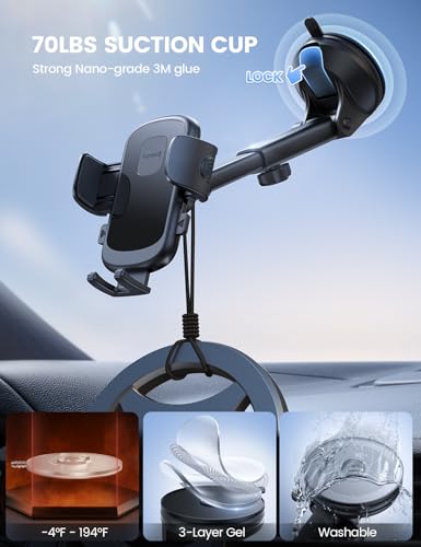 Car Phone Holder Dashboard Vent Windshield 70 LBS Suction 3