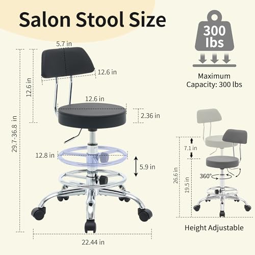 Rolling Stool with Back