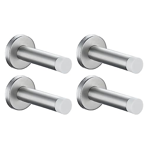 Door Stopper 304 Stainless Steel Thicken 1mm Sound Dampening Door Stop Bumper Wall Protetor 4 Pack (4 Count)