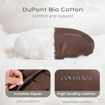 Leather Car Headrest Pillow Car Neck Pillow with Adjustable Strap