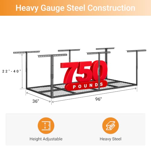 3x8ft Overhead Garage Storage Rack