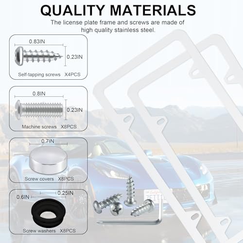 4 Holes Stainless Steel License Plate Frames