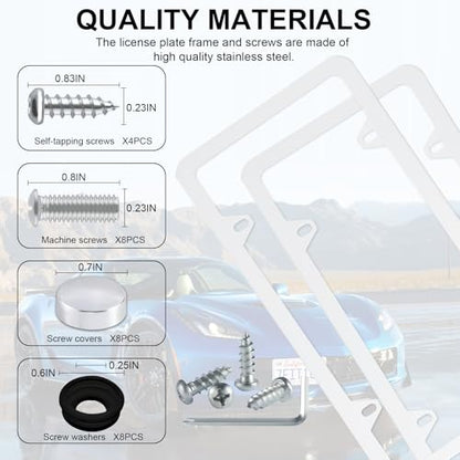 4 Holes Stainless Steel License Plate Frames