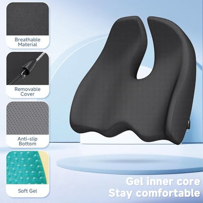Large Cooling Gel Memory Foam Seat Cushion for Long Sitting