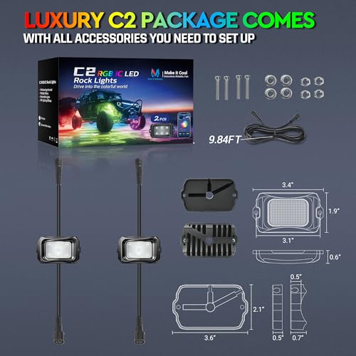 C2 Max RGB+IC Chasing Color Rock Lights