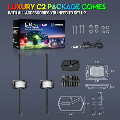 C2 Max RGB+IC Chasing Color Rock Lights