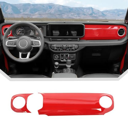 2pcs for 2024+ Jeep Wrangler JL Red Interior Accessories Center Console Dash Panel Cover Trim