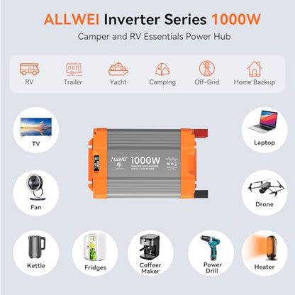 1000W Pure Sine Wave Power Inverter 12V DC to 120V AC