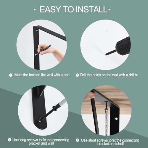 24 Pack L20 x H 12" Black Heavy Duty Shelf Brackets with Screws Metal Shelf Brackets Shelf Support Angle Brackets for Shelves L Brackets Heavy Duty Floating Shelf (24 Count)