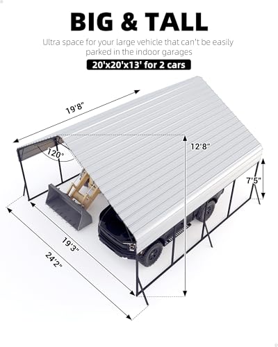 20 ft x 20 ft x13 ft Metal Carport for 2 Cars