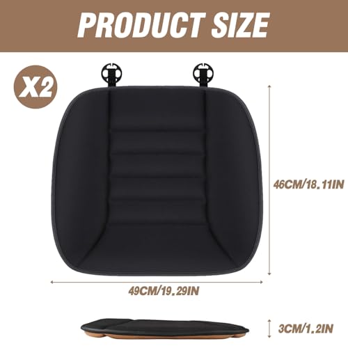 2PCS Car Seat Cushion Pad 1.2" Thick Comfort Seat Protector for Car Driver Seat Office Chair Home Use Memory Foam Seat Cushion with Non Slip Bottom (2 Count)