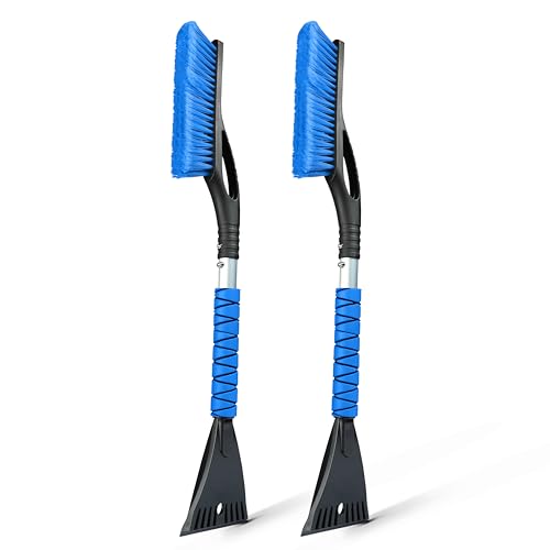 27" Aluminum Snow Brush with Ice Scrapers for Car Windshield