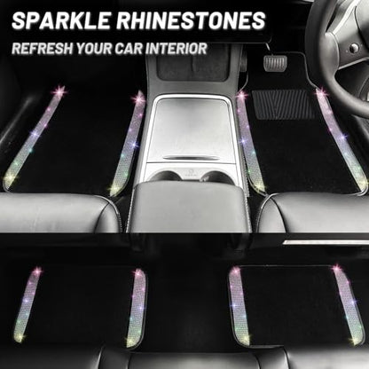 Bling Car Floor Mats Full Set and Steering Wheel Cover