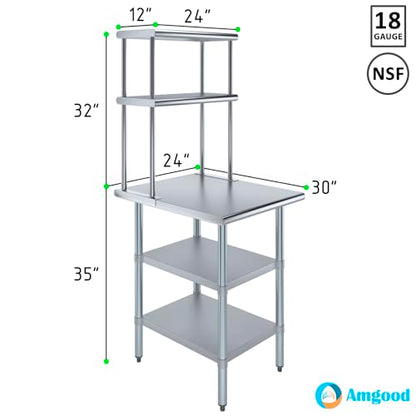 Stainless Steel Work Table with 2 Shelves
