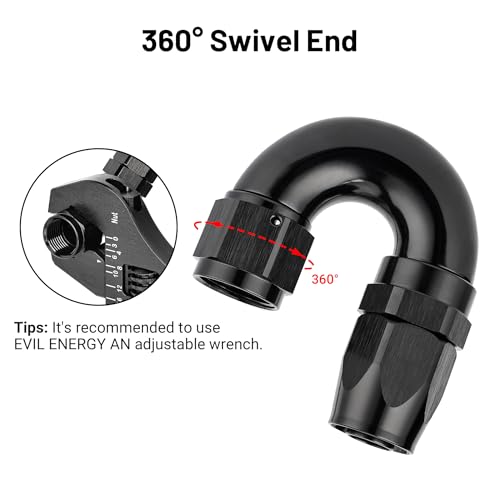 10AN 180 Degree One Piece Full Flow Hose End Fitting Swivel for CPE Braided Hose
