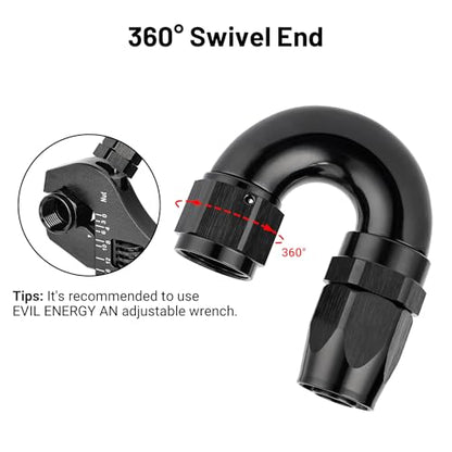 10AN 180 Degree One Piece Full Flow Hose End Fitting Swivel for CPE Braided Hose