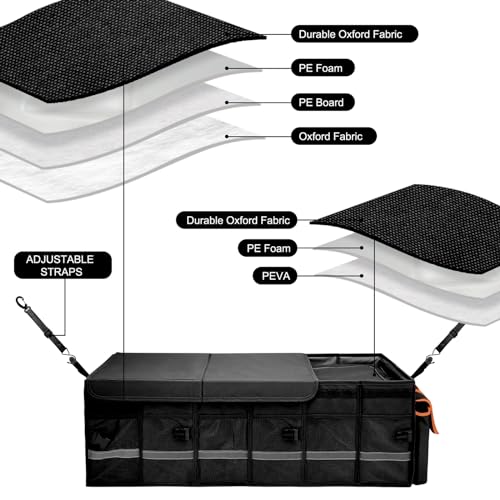 Car Trunk Organizer and Storage with Lid & Removable Leakproof Cooler Bag