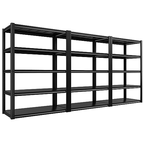 Garage Shelving 48.2" W Storage Shelves 3000LBS Metal Shelving Heavy Duty Adjustable Metal Shelf 5 Tier Pantry Shelves for Basement Warehouse Supermarket 72.2" H x 24.2" D x 48.2" W (3 Count)
