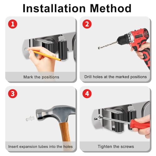 Mop Broom Holder Wall Mount (2 Count)