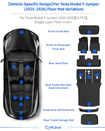 Floor Mats Cargo Liners for 2025 2026 Tesla Model Y Juniper Accessories10PC