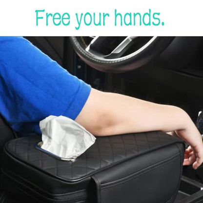 Car Armrest Cover Leather Car Console Covers Box Pad with Pocket and Tissue Box Arm Rest Cover for Car for SUV Truck Sedan Vehicle