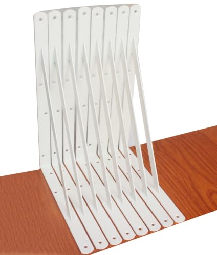8 Pack L14 x H 10" White Heavy Duty Shelf Brackets with Screws Metal Shelf Brackets Shelf Support Angle Brackets for Shelves L Brackets Heavy Duty Floating Shelf (8 Count)
