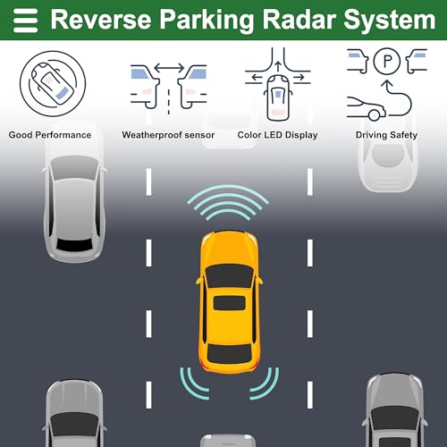 Universal Car Auto Vehicle Reverse Backup Radar System Reverse Parking Sensors Alarm Buzzer Reminder Distance Detection Dark Blue 2 Parking Sensors