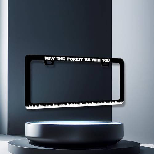 Stainless Steel May the Forest Be with You License Plate Frame 12.3 x 6.3In
