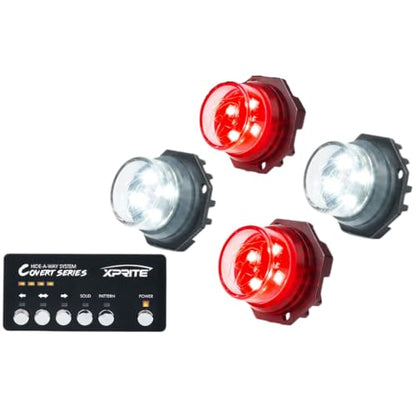 White Red LED Hideaway Strobe Lights Kit