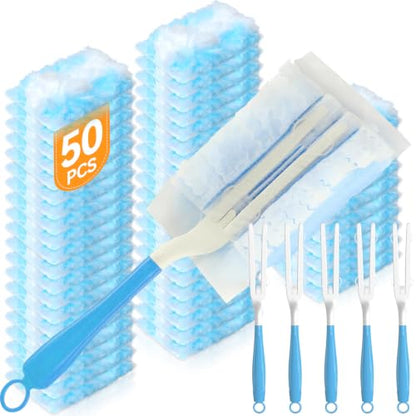 50PCS Microfiber Duster Refills Kit with 5 Handles Compatible with Swiffer (50 Count)
