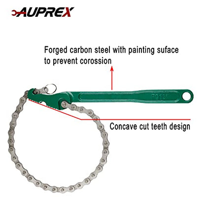 12 Inch Sturdy Carbon Steel Adjustable Heavy Duty Ratcheting Chain Oil Filter Wrench Reversible Chain Style Pipe Fitter With Multi