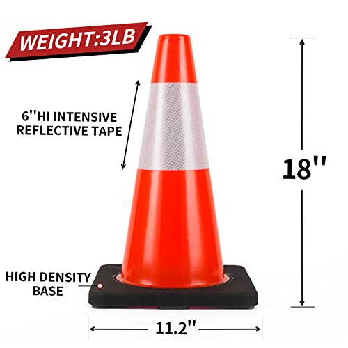 Traffic Cones 18 inch 6 Pack Heavy Duty Safety Cones Orange