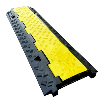 2 Pack Rubber Cable Ramp Hose Cable Protector Ramp 3 Channel 22000Lbs Load Capacity Traffic Speed Bump Wires Power Lines Extension Cord Cover for Indoor Outdoor (3 Count)