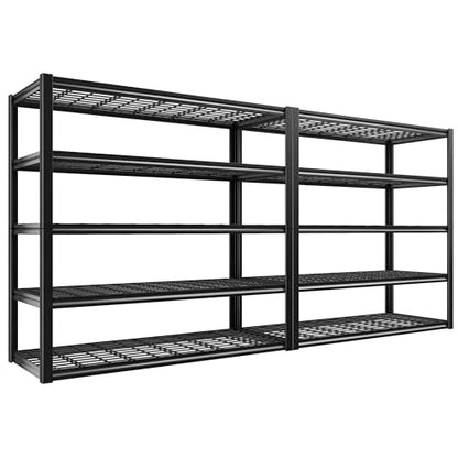 48.2''W Garage Shelving Heavy Duty Metal Shelving 3000LBS Storage Shelves Adjustable Metal Shelves Industrial 5 Tier Garage Shelf for Basement Pantry Warehouse Supermarket (2 Count)
