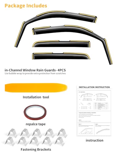 Window Visors Rain Guards for Dodge RAM 1500 Crew Cab 2019 (4 Count)