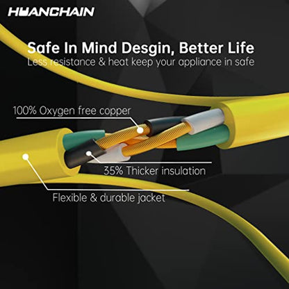 Indoor Outdoor Yellow Extension Cord 50 FT Waterproof 16 (50 Foot)