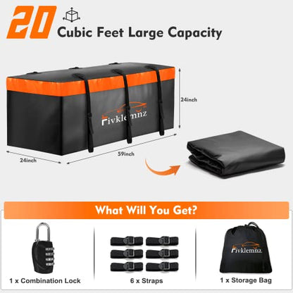 20 Cubic Hitch Mount Cargo Carrier Bag Waterproof Soft Car Tray